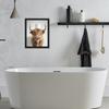 Tin Sign Scottish Highland Cow In Toilet Reading Newspaper Bathroom Humour, Funny Bathroom Toilet Whimsy Animal Sign