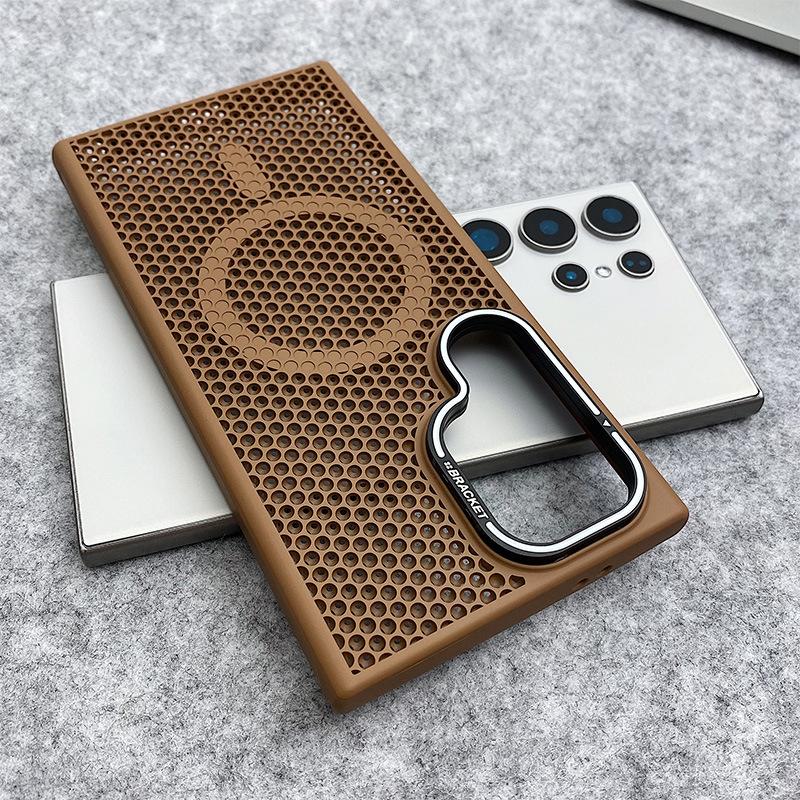 

Applicable to Samsung S25Ultra Honeycomb Cooling Breathable Magnetic Mobile Phone Case S24Plus Lens Holder S23 samsung s25