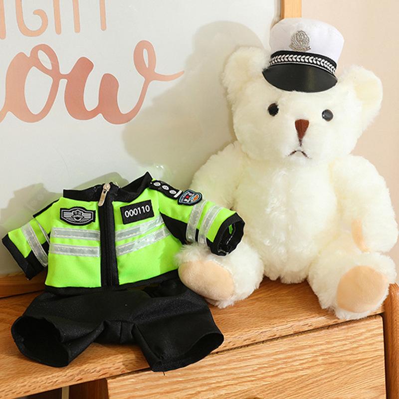 Internet celebrity traffic police bear doll uniform fire bear teddy bear activity gift doll plush toy