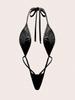 A Set Of Women's Erotic Lingerie, Solid Color Sexy Lingerie, Deep V Backless Three-Point Jumpsuit