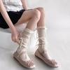 White Calf Socks for Women Summer Thin Bowknot Ballet Bubble Cuff Mary Jane Slouch Socks