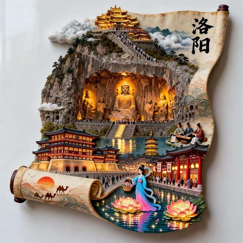 Souvenirs de Voyage Chine Aimants de Frigo en Métal Wuhan Shanghai Luoyang Xiamen Guiyang Shenzhen Hong Kong Shenzhen Autocollants de Frigo