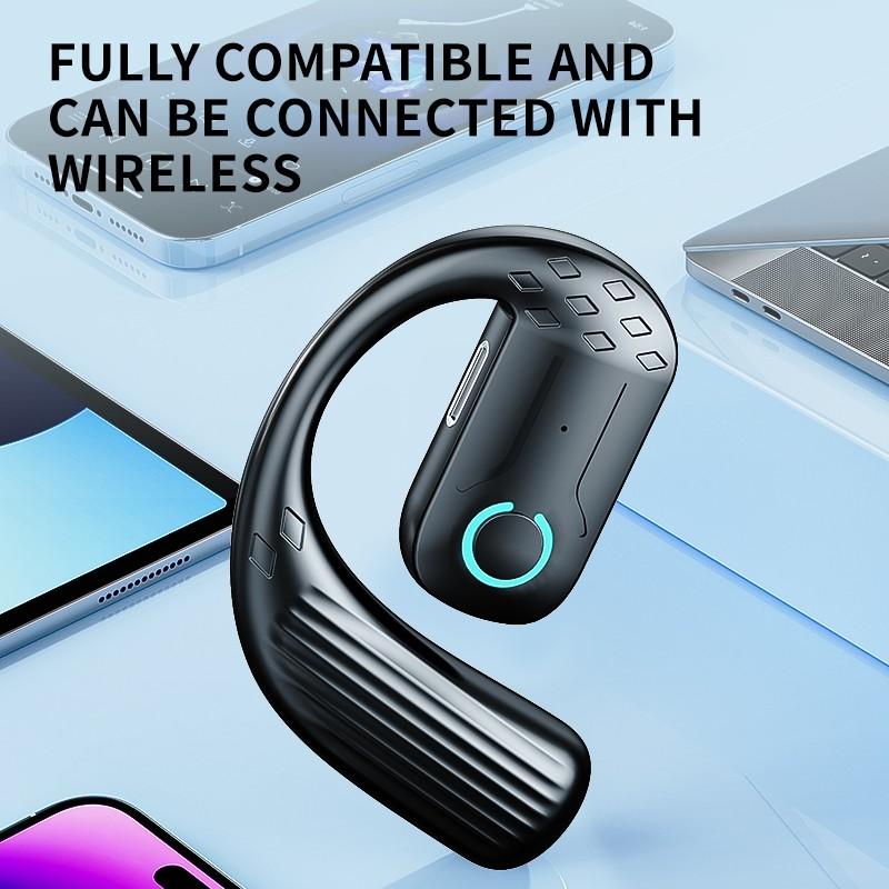 VAORLO Open Wireless Headset Bluetooth 5.4 180° Rotation Adjustable Left Right Ear Universal Earphone Mic Sport Business Music Ear-Hook