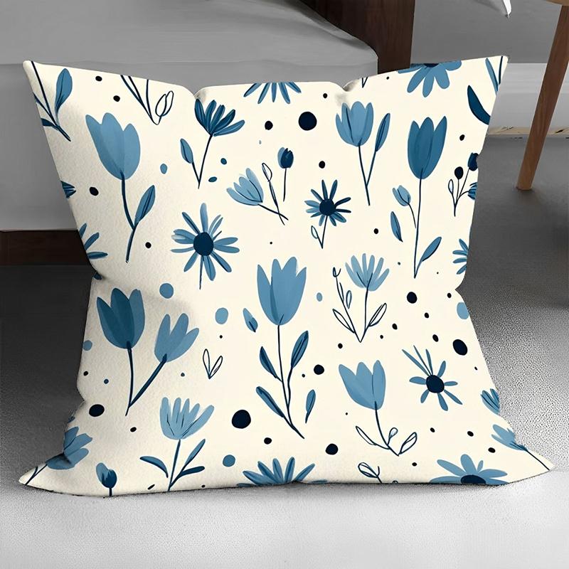 

Pastel Floral Throw Pillow Cover, Delicate Flower Pattern Decorative Cushion Case 16x16Inch