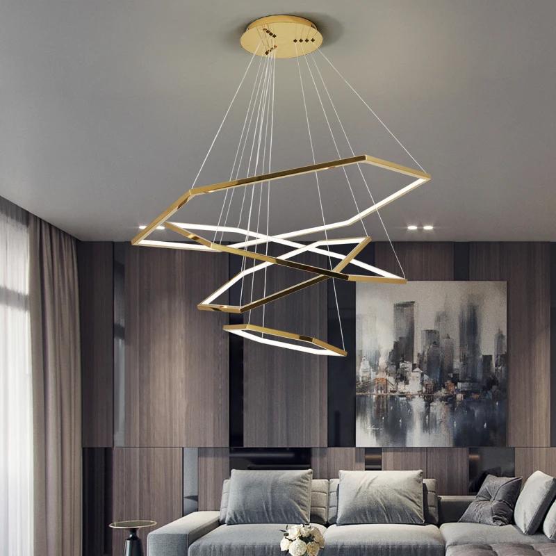 Modern LED Chandeliers For Living Dining Room Bedroom Indoor Hanging Light Stainless Steel Pendant Lamp Creative Lighting Fixtur
