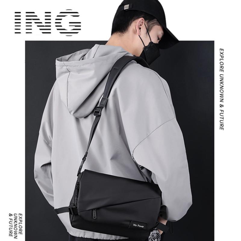 PU Water Resistant Fabric Shoulder Bags Men Messenger Bag Multilayers Leisure Fashion Design Style Solid Colors Durable Pockets