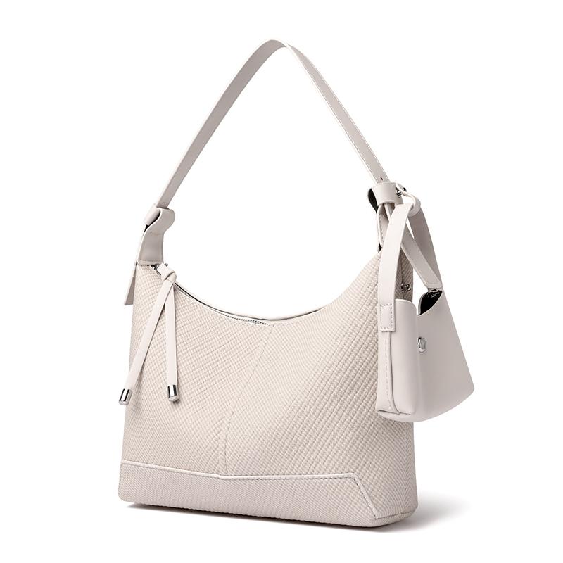 Women's Textured Hobo Bag Stylish Shoulder Bag with Detachable Small Pouch for Daily Use