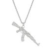 Full Diamond AK Submachine Gun Necklace – Punk Hip Hop Pendant Jewelry for Men and Women