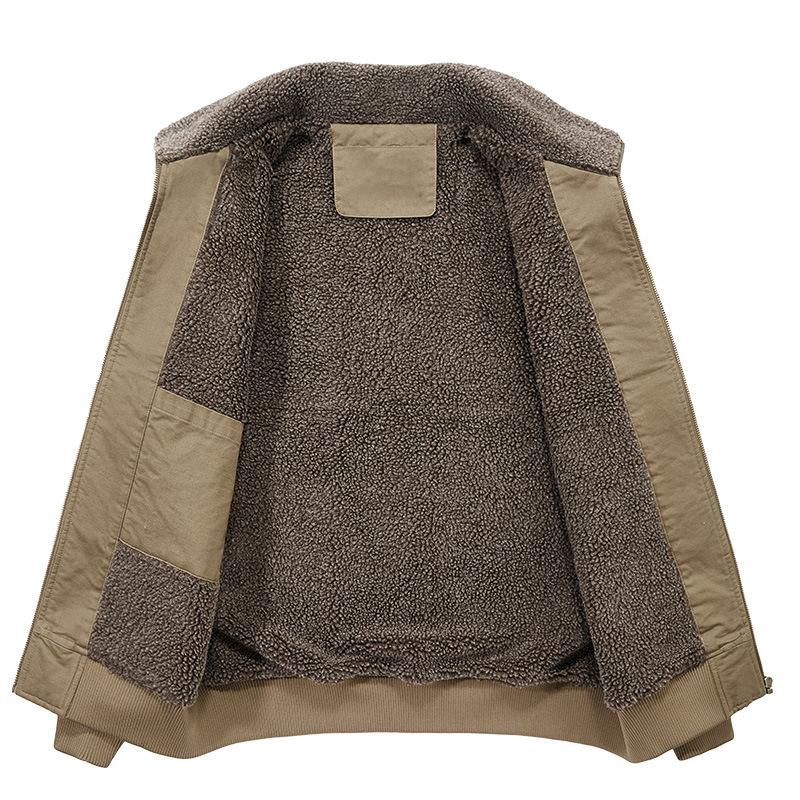 Winter Lapel Jacket, Velvet and Thickened Workwear Cotton Coat, Casual Large Size Cold-proof and Warm Jacket