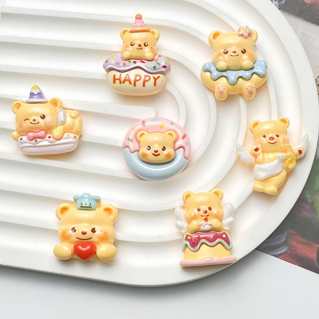 Mini Bear Resin Cake Buttercream Ornaments for DIY Crafts: Hair Clips, Phone Cases, Magnets