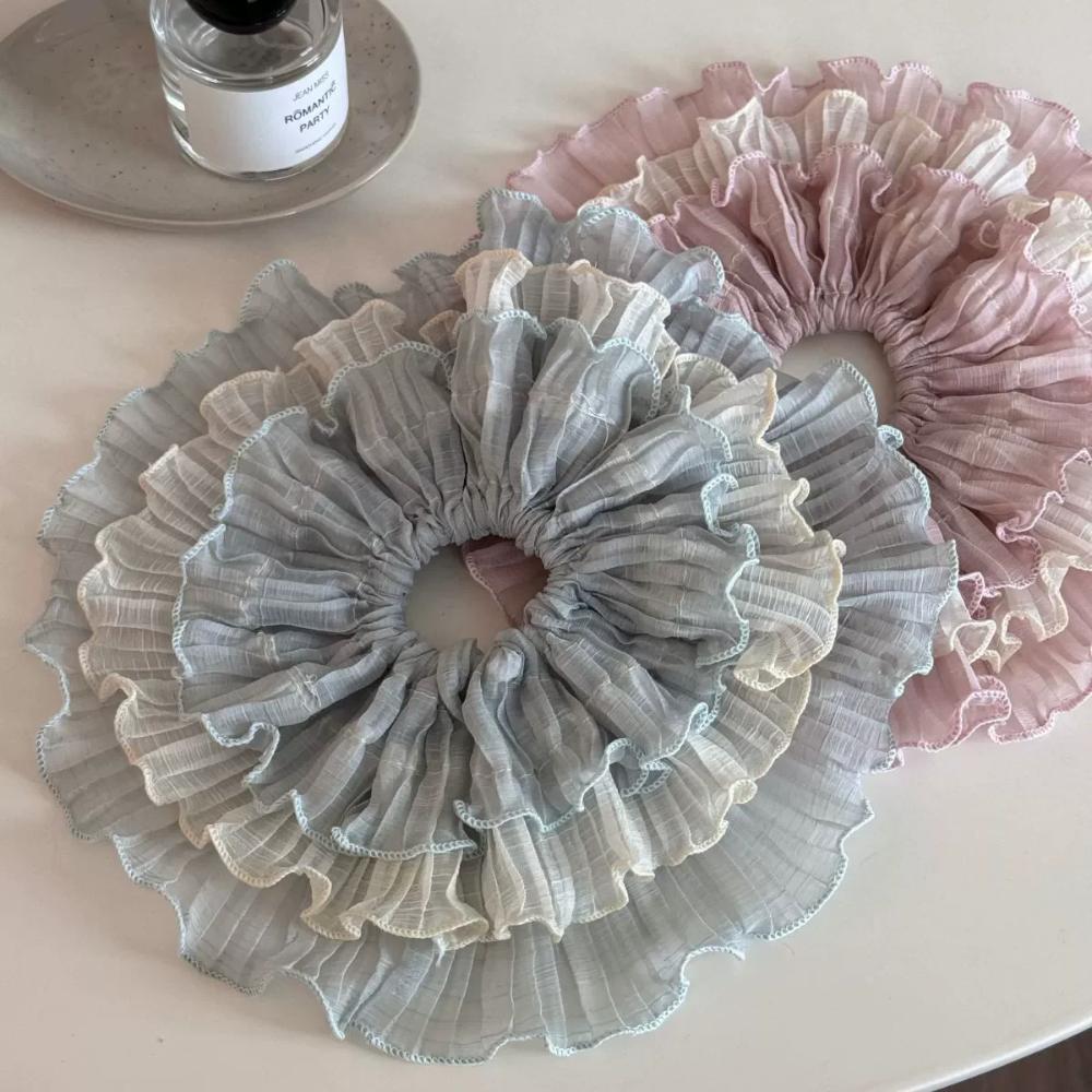 Premium Sense Hair Bands Chiffon Hair Accessories Korean Style Wavy Lace Scrunchie  Women
