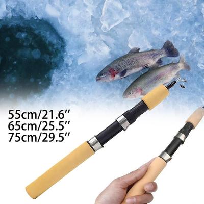 55/65/75cm Ice Fishing Rod Portable Shrimp Fishing Pole LightWeight River Comfortable Grip Carp Tackle Pesca Fishing Equipment