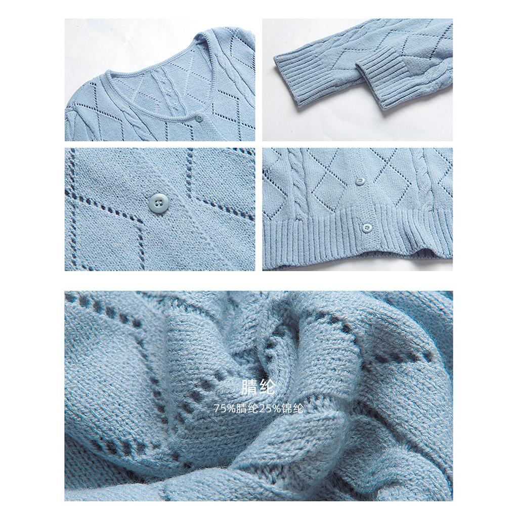 [Song Ming] Korean hollow knitted cardigan women's clothing + spring mesh vest sling two-piece set N1117D