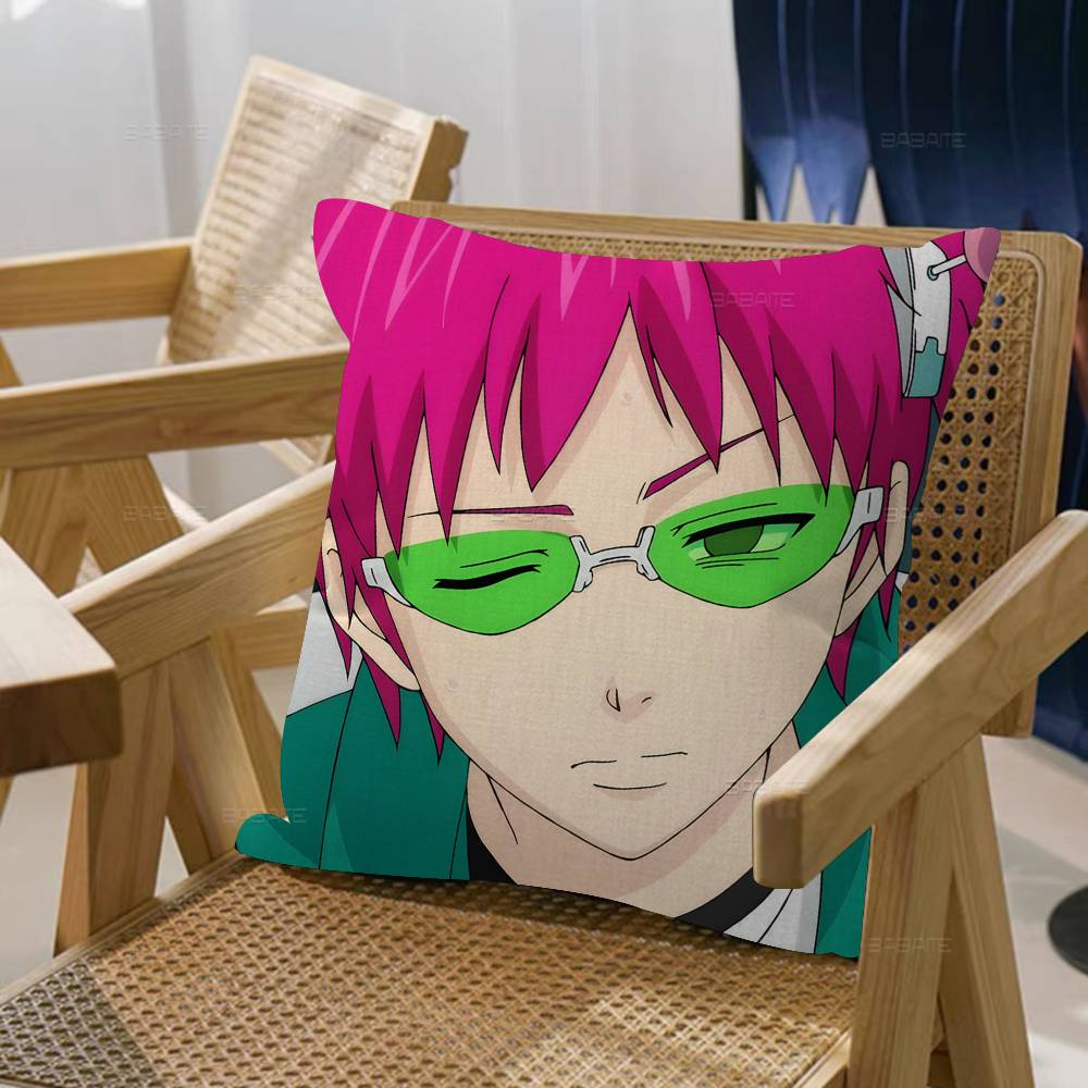 Anime Role Saiki K Chibi Cartoon Pillow Cushion Cover Pillowcase Living Room Sofa Home Decor Customized