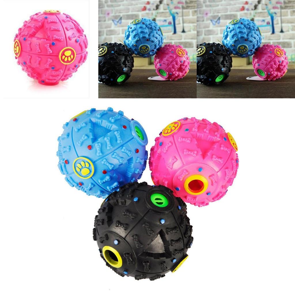 Durable Chew Resistant Dog Toy Enamel Rubber Squeak Ball With Treat Dispenser Puppy Training