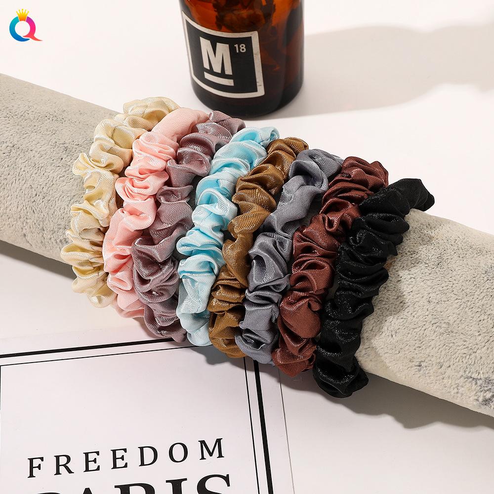 Satin Großes Scrunchie Einfarbig Kordelfarbe Dinza Pferdeschwanz Kugel Haargummi