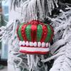 2 Pcs Christmas Crown Ornaments Vintage Style Plastic Red Green/Goldem