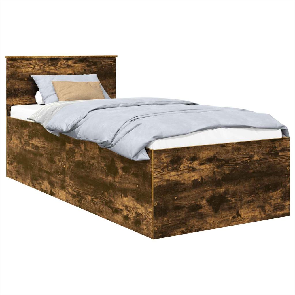 Bed Frame Smoked Oak 75 x 190 cm Particleboard