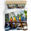 Parrot Flowers Green Tropical Plant Leaves 3pcs Bedding Set For Double Bed Home Textile Duvet Cover Quilt Cover Pillowcase