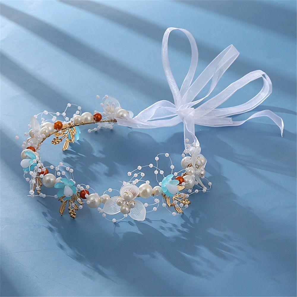 

Изысканный головной убор принцессы, ручная работа, плетеная повязка на голову с цветком из бисера для женщин и девочек