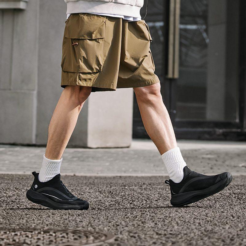 Li Ning SOFT GO Textile, Synthetic Leather Breathable Low Top Casual Shoes Men's Black AGLU105-1