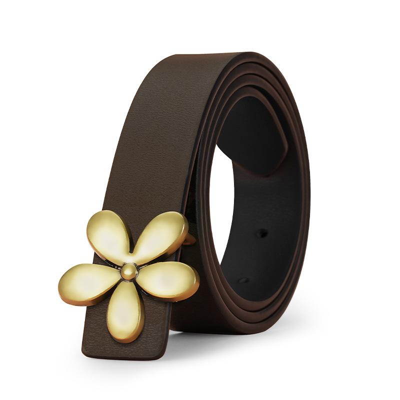 Women's Belt Smooth Buckle Casual and Fashionable Simple Versatile Belt Women's Decorative Dress Skirt Straps Thin Belt