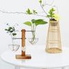 Herzform Hydroponische Blumenvase Holzständer Transparente Glasvase Holzrahmen Vase Zuhause