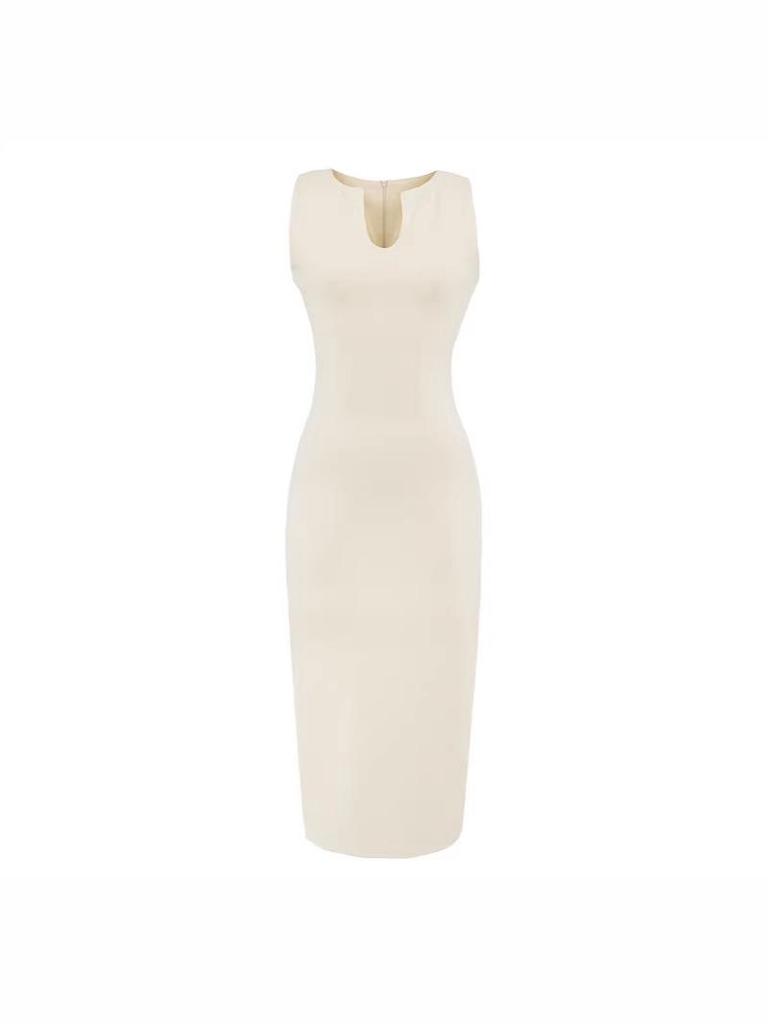 High-End Retro Slim-Fitting Sleeveless U-Neck Vest Dress