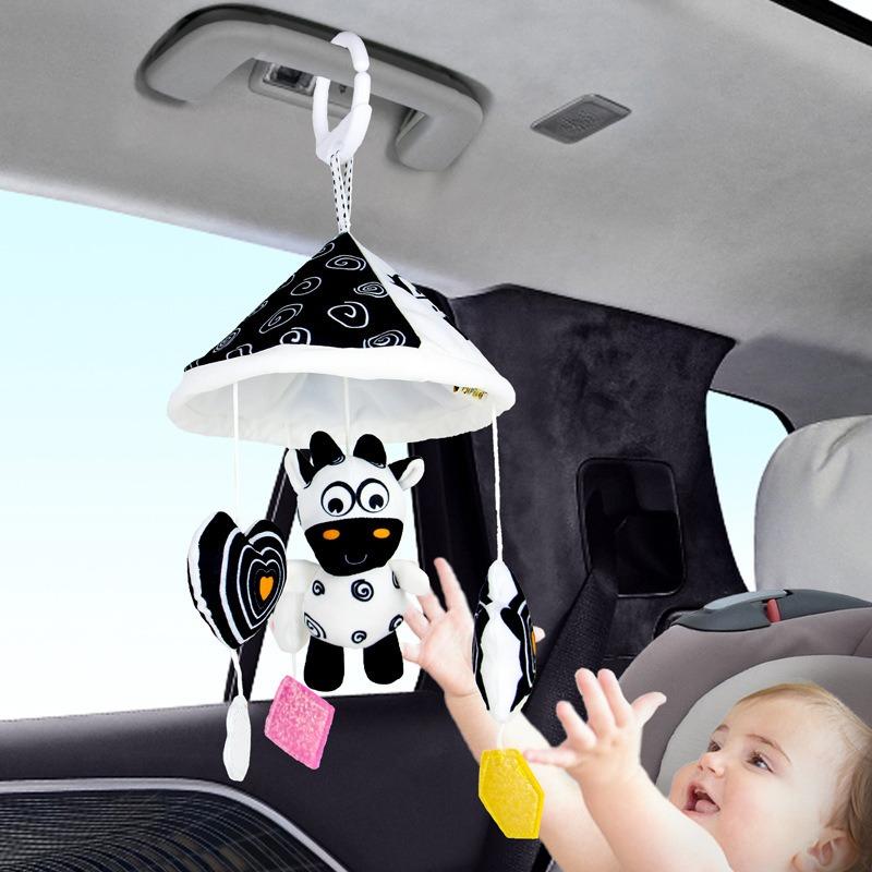 Black and White High Contrast Baby Toys Car Seat Toys for Newborn Hanging Stroller Toy for 0 12 Months Infant Rattle Toys