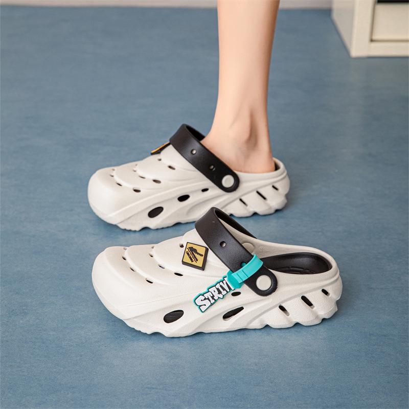 

Stepping on shit women s slippers summer bag head shoelaces and outer wear girls beach shoes eva sandals 44/45 чорний