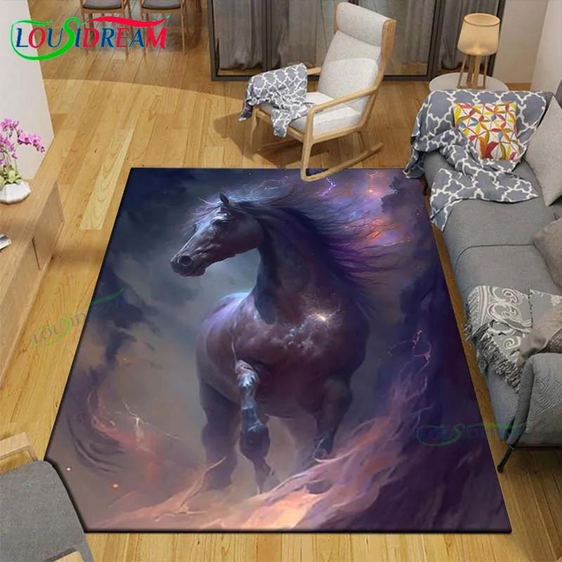 3D Fashion Exquisite Painting Horse Printed Carpet Living Room Anti-Skid Area Rug Kids Bedroom Mats Yoga Mat Large Carpet Decor