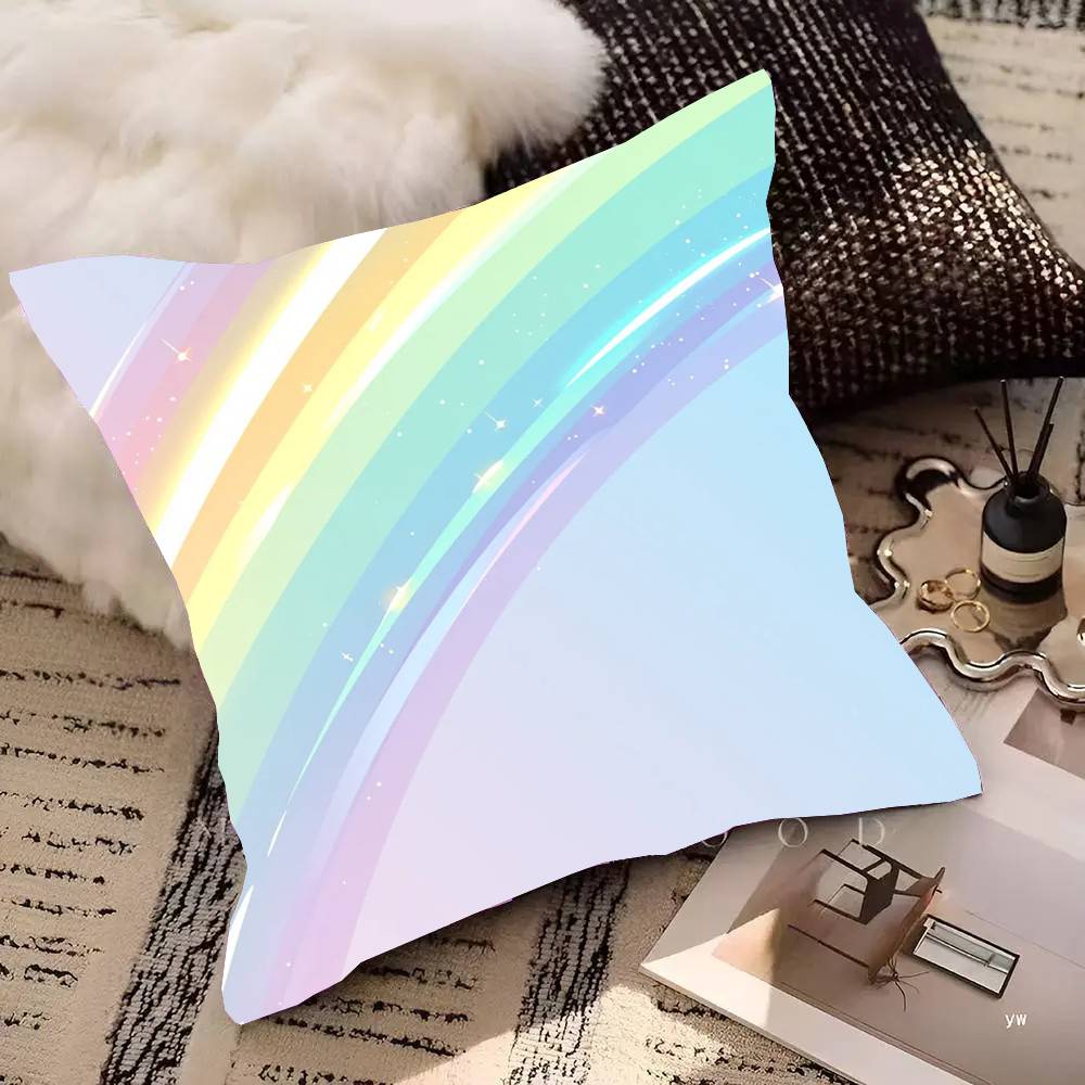 Rainbow Pillow Case Fashion Square Pillowcase Bedroom Sofa Room Ins Decoration Leisure