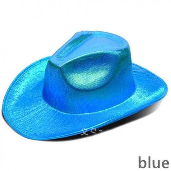 Men Women Western Cowboy Hats Retro Cowgirl Caps Laser Carnival Party Club Hat