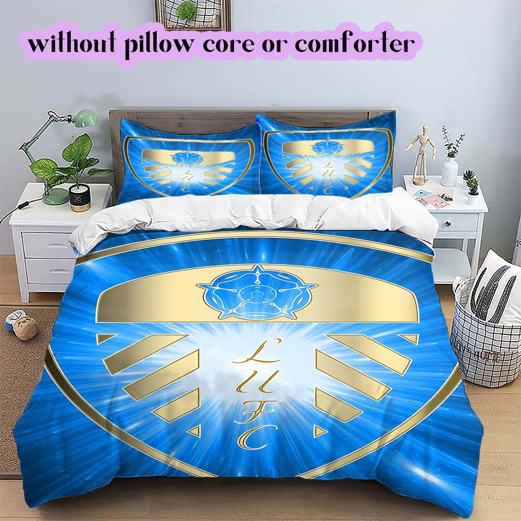 Leeds United Pattern Bedding,Quilt Set Quilt Cover Pillowcase Home Birthday Gift (1*duvet cover+2*pillowcase,without core)