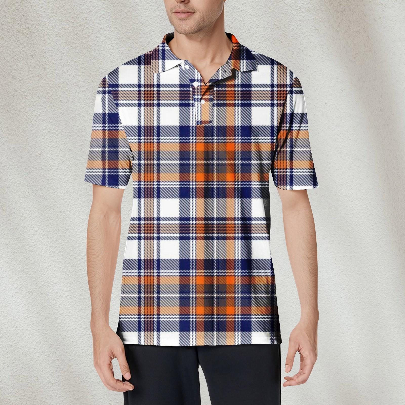 

Men s Stripe Print Short Sleeve Soft Cotton Collar Shirt Moisture Wicking Shirt XXXL шафрановий