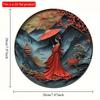 2d Flat 20*20cm, Round Wooden Wall Sign, Japanese Kimono Decorative Art for Door Decor Room Decor, Home Decor with Modern Style.