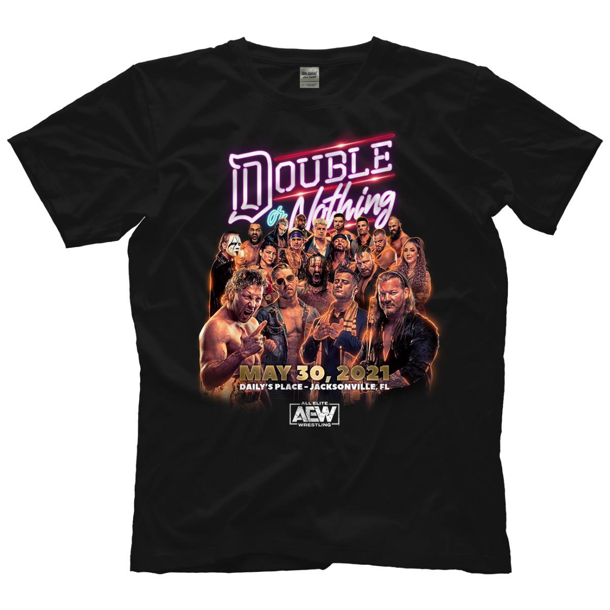 AEW Double or Nothing 2021 Full Talent (Front Print Only) AEW Official T-Shirt S разноцветный