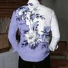 Camisa de Hombre con Cuello Estampado Floral de Rama Gradiente Blanco Rosa Manga Larga Botones