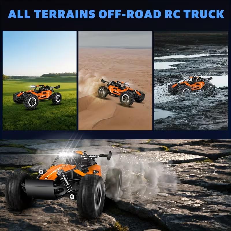 1:16 RC Car All Terrain Monster Truck LED Headlights Outdoor 2WD Off-Road Hobby RC 2.4GHz 20Km/h Remote Control Car Toy Gift Kid