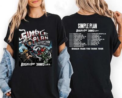 Simple Plan Bigger Than You Think! Tour 2026 Fan Gifts Double Sided T-Shirt High-end Luxury Is for Both Men and Women Top Y2k