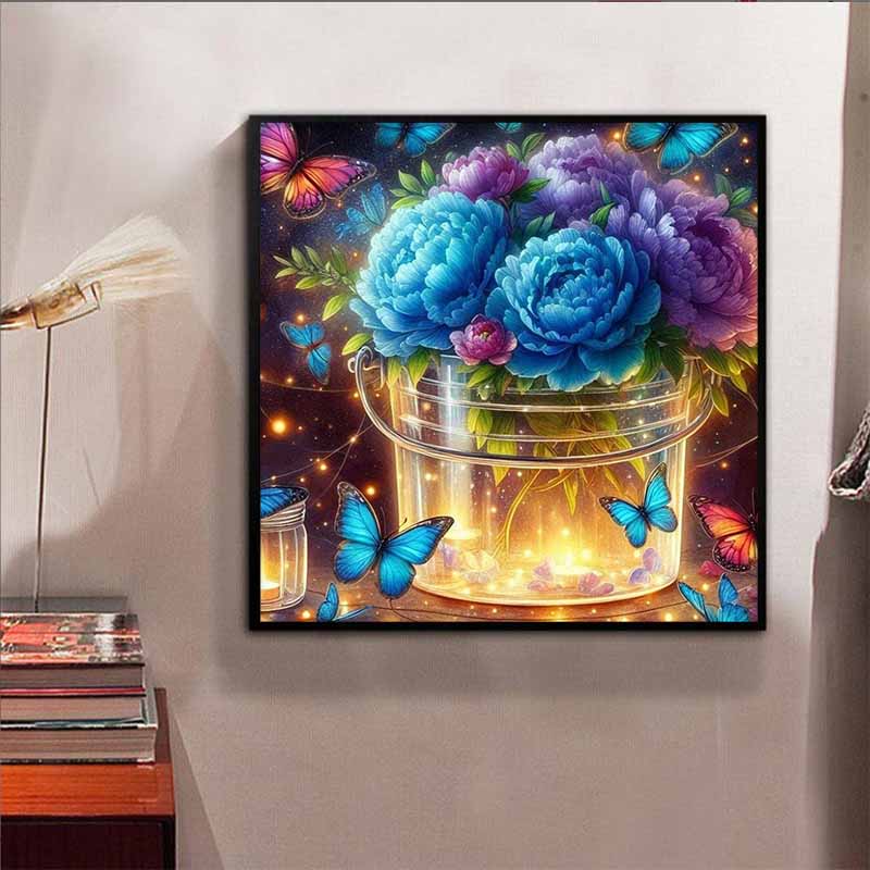 New Arrival 5D DIY Full Circle Diamond Painting "Butterfly Flower Lamp Strip" Embroidery Cross Stitch Home Decor Gift