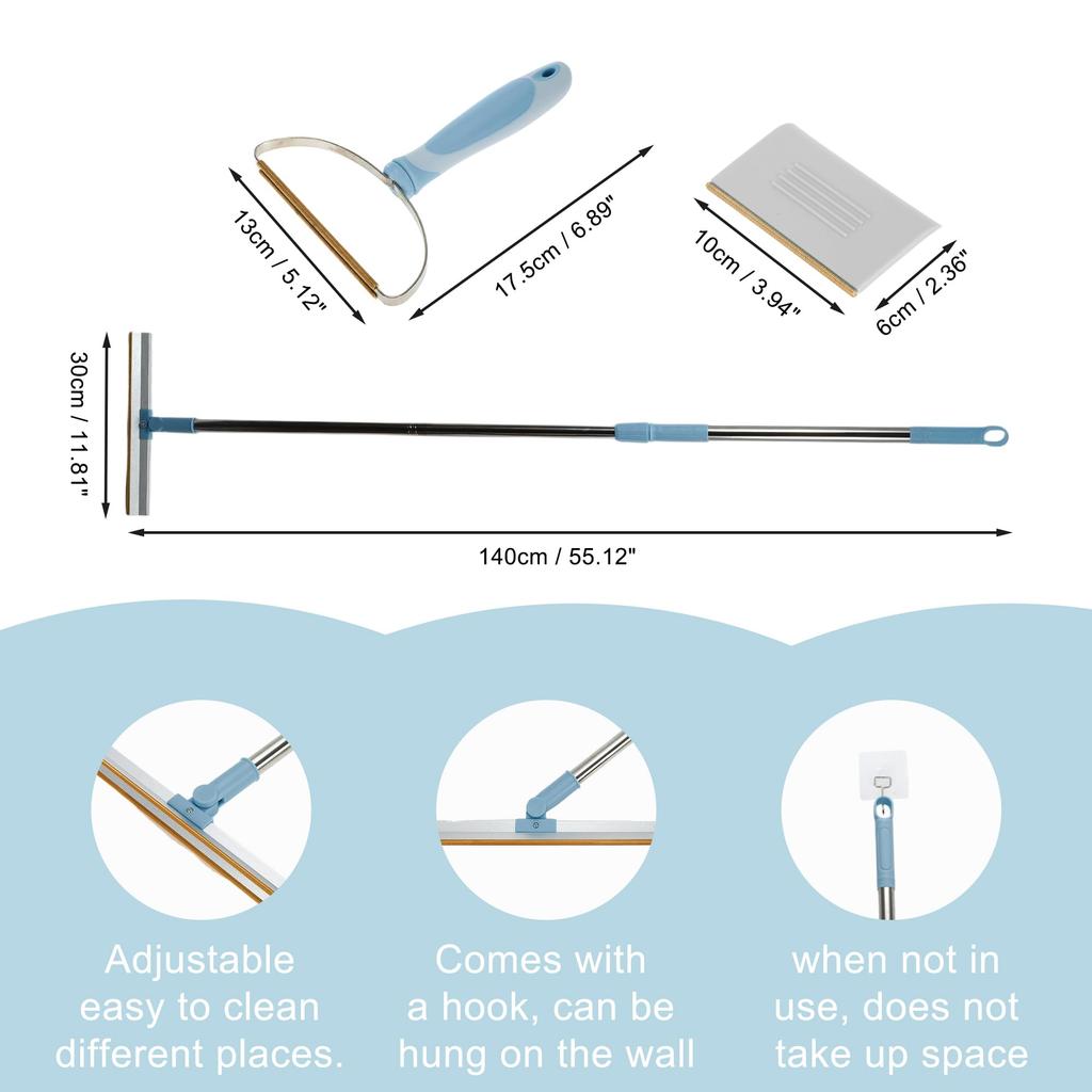GLIDESMOOTH Pet Hair Removal Telescopic Dog Hair Carpet Carpet Scraper for Removing Hair from Light 1 Set Tool, Remover, Rake, Furniture, Gray,