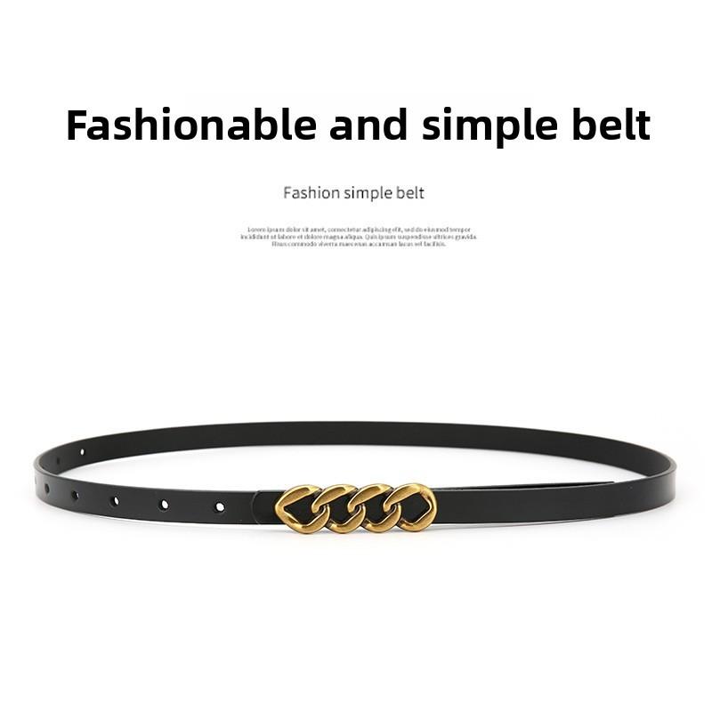 Cintura da Donna in Vera Pelle con Fibbia Quadrata per Abbigliamento Casual e Accessorio di Moda