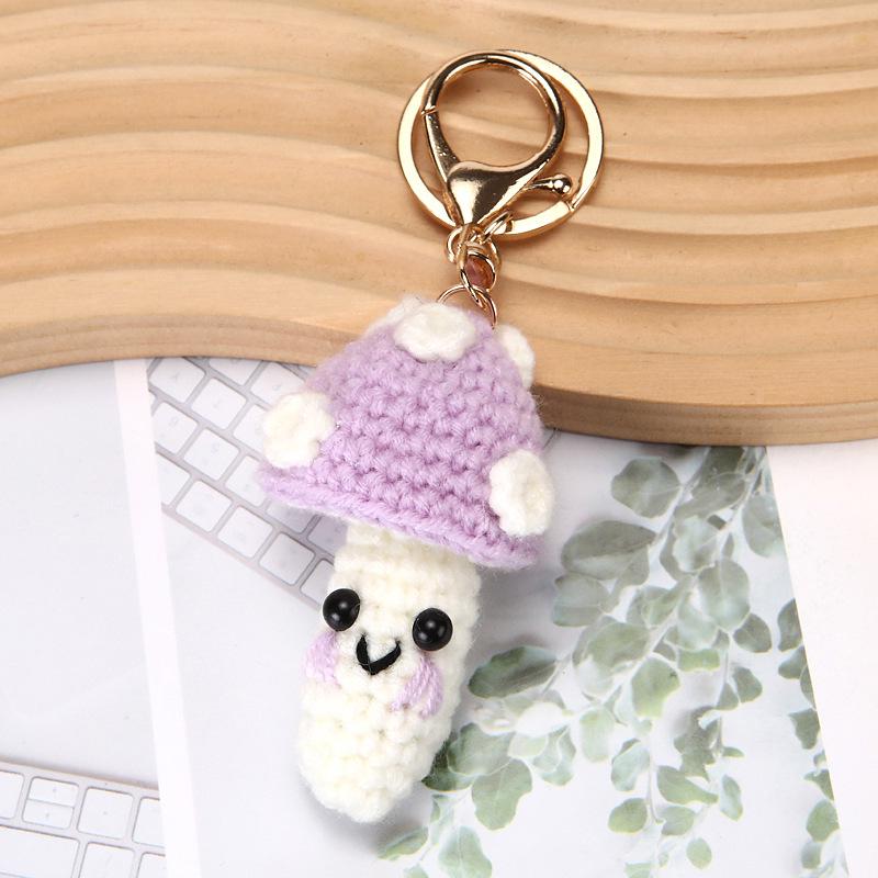 Handmade Crochet Mushroom Keychain - Cute Bag or Car Decoration Gift