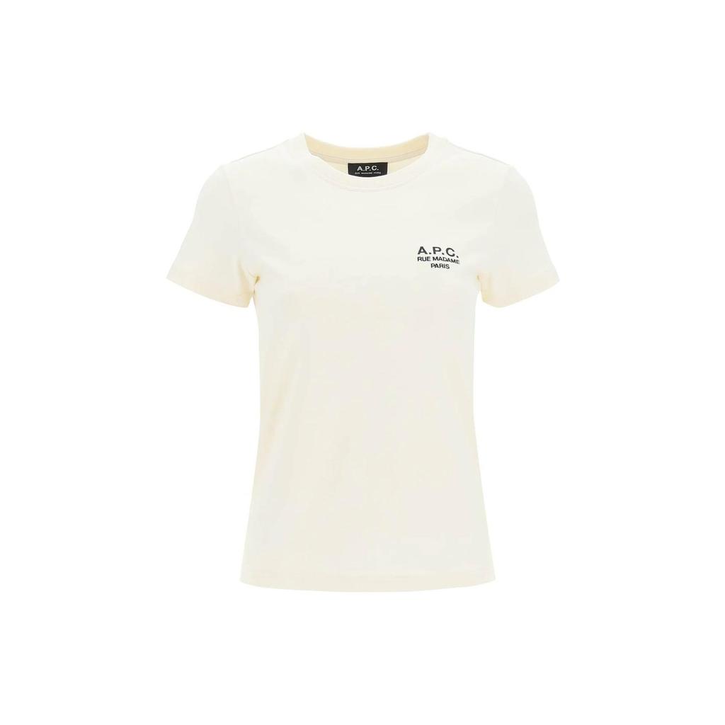 A.P.C. SS23 Logo Print Casual Short Sleeve T-Shirt Women tops Cream COEZCF26848-AAC