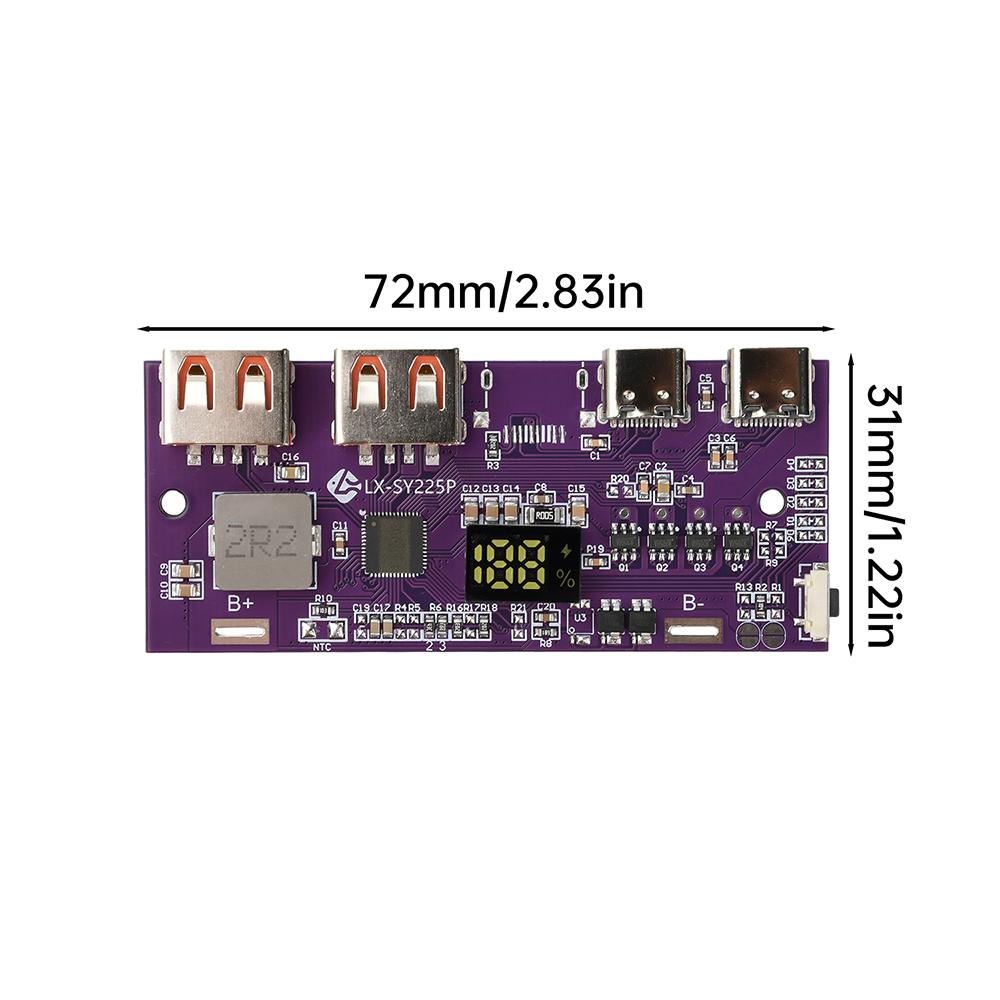 Ternary Lithium Battery LED 3.7V  22.5W Type-C/ USB Mobile Power Bank Charger Module Temperature Circuit Protection Board