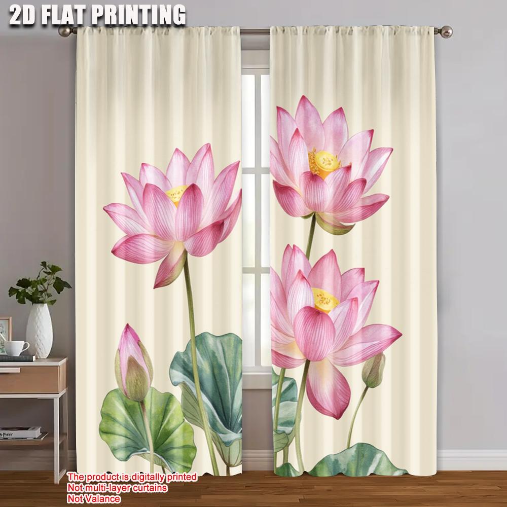 

2pc, Window Drapes lotus Versatile Polyester Fabric,Without Electricity Spring Party & Holiday Decor Suitable for Home Use 52.50×116.00 CM 2pcs