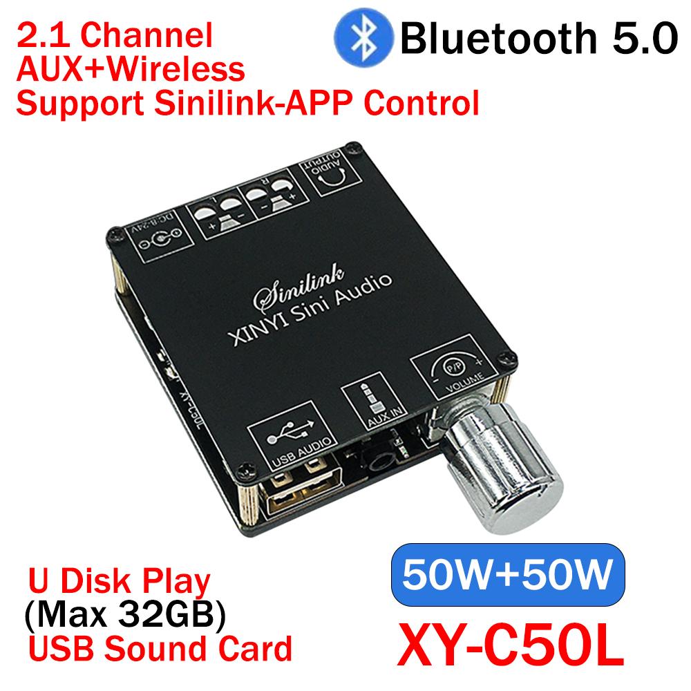 ZK-MT21 2x50W+100W 2.1 Channel Bluetooth 5.0 Subwoofer Digital Power Amplifier Board AUX 12V 24V Audio Stereo Bass Amp for Home