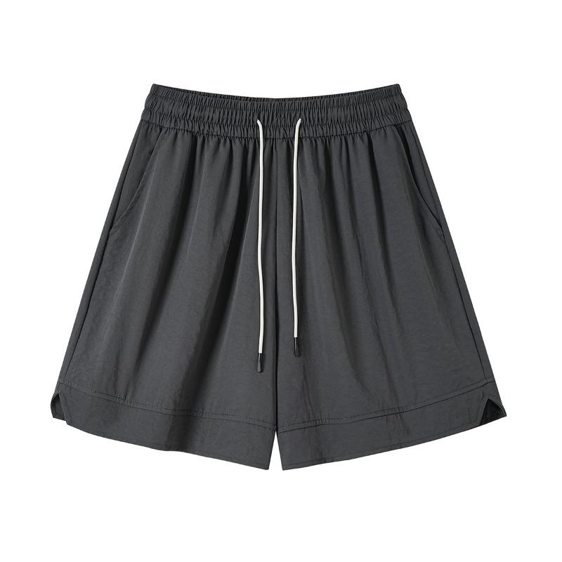 

Summer loose solid color drawstring casual shorts outdoor men and women versatile dopamine fashion couple beach five-point pants L темно-серого
