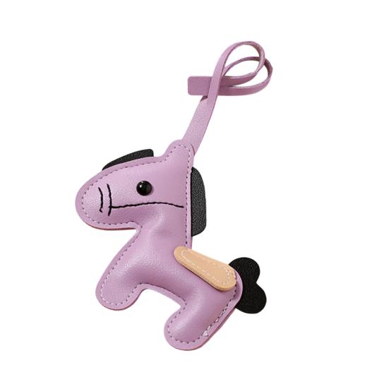 Keychain Vibrant Color Faux Leather Horse Design Key Chain with Lanyard Backpacks Car Keys Handbags Bag Accessory